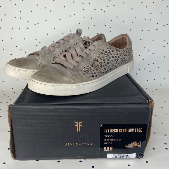 🤎FRYE🤎 ivy deco stud low Deborah sneaker new with box size 9,5 rivets - Picture 9 of 16